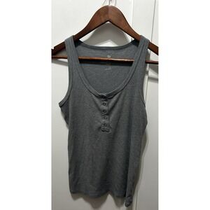 So Favorite Tank Sleeveless Grey Buttons Medium Ribbed 1/4‎ Buttons Shirt Layers